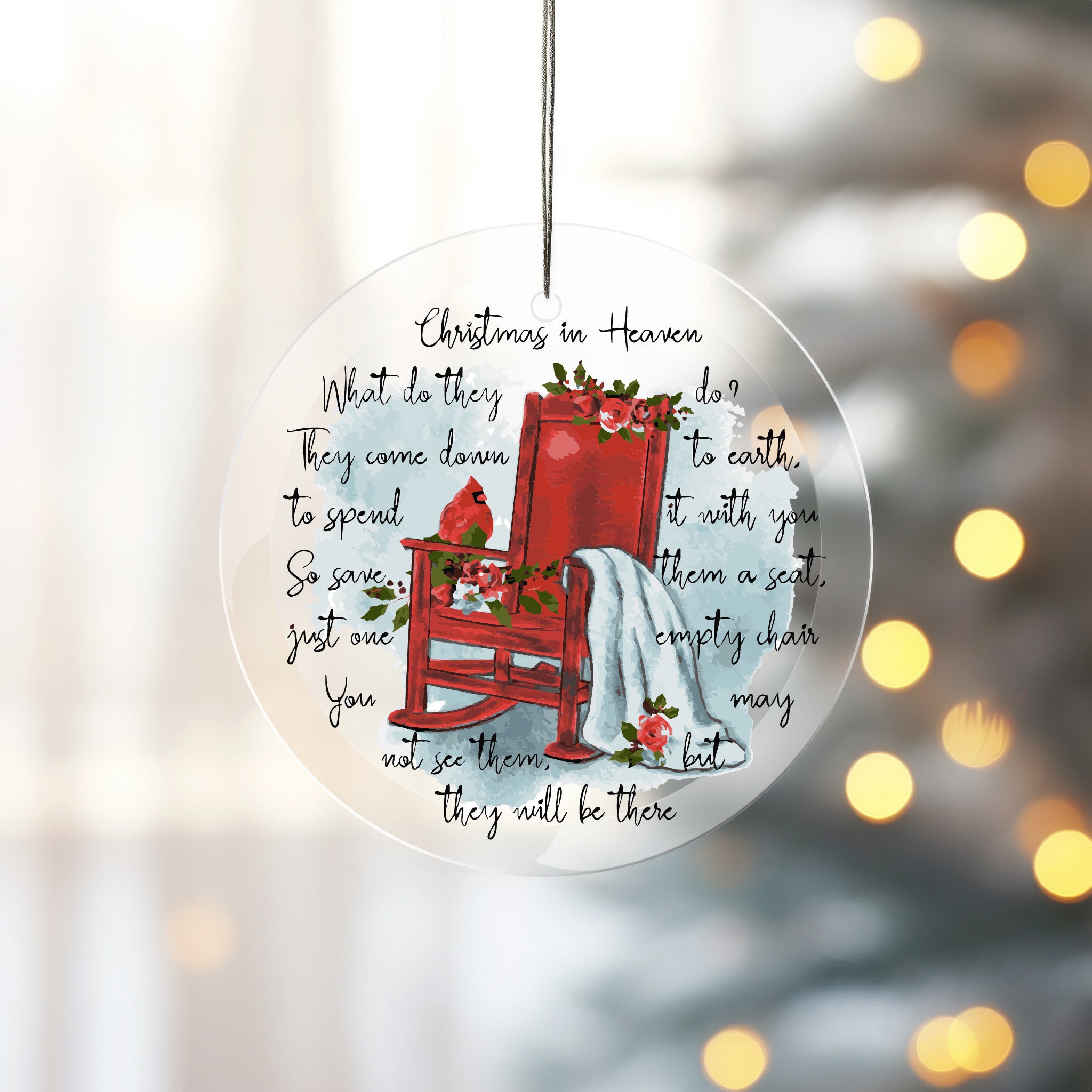 3 Inch Frosted Glass Ornament - Christmas in Heaven