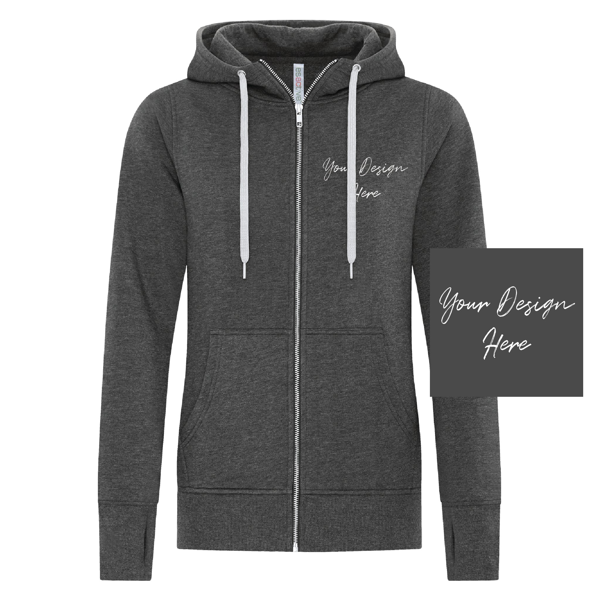 Ladies Full Zip Sweater - Athletic Grey