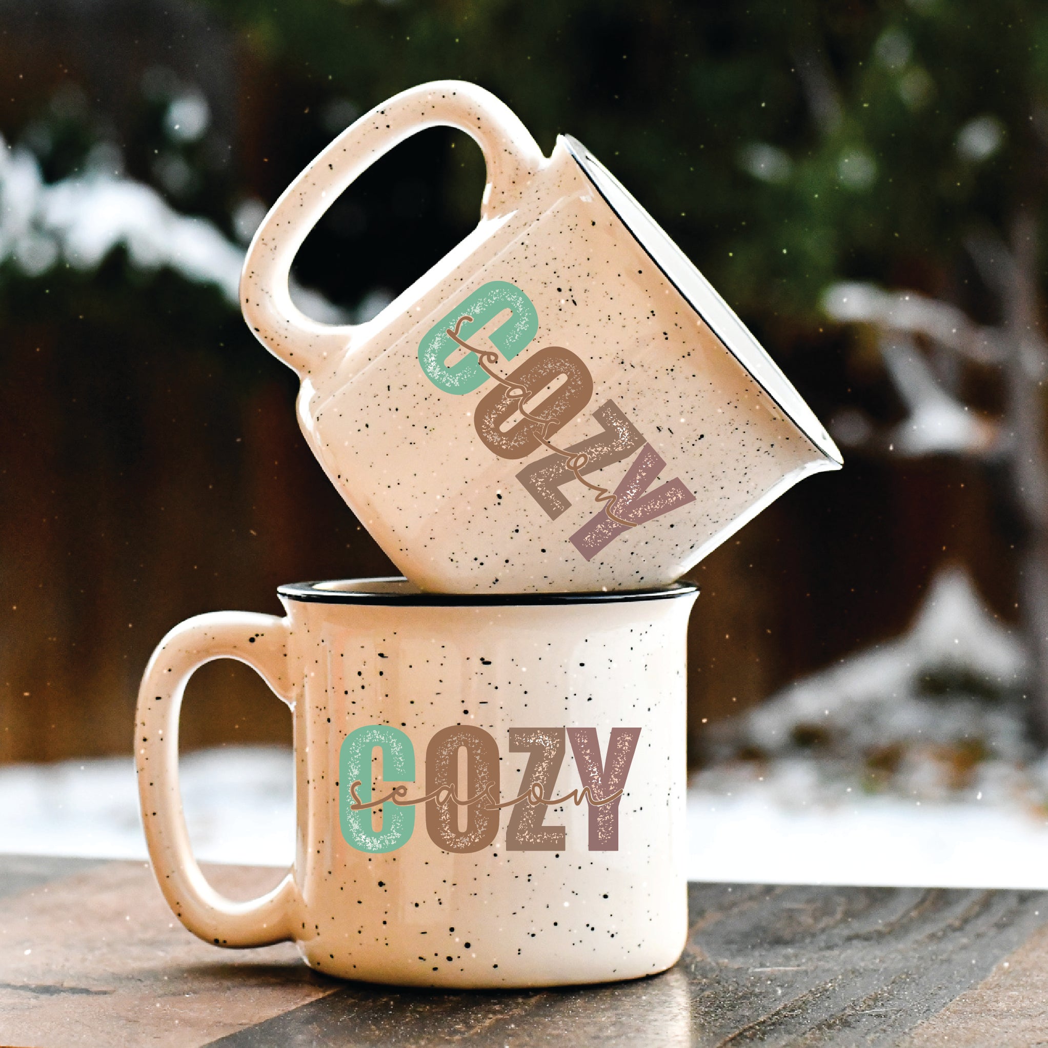 13 Ounce Ceramic Enamel Mug - Cozy Season