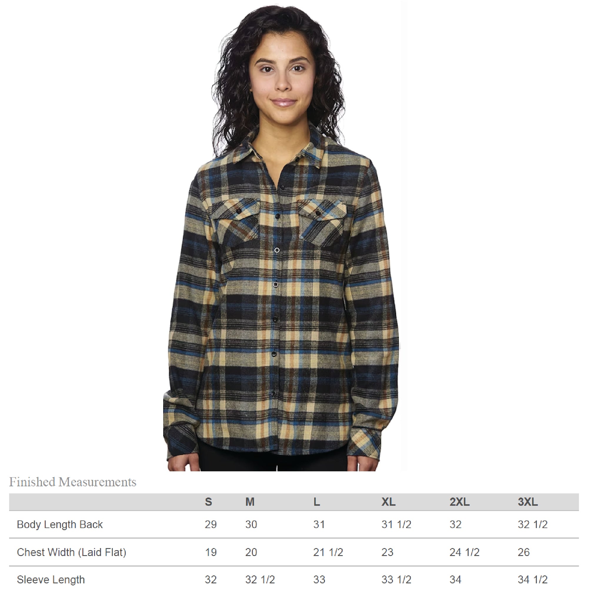 Ladies - Dark Plaid Long Sleeve Flannel