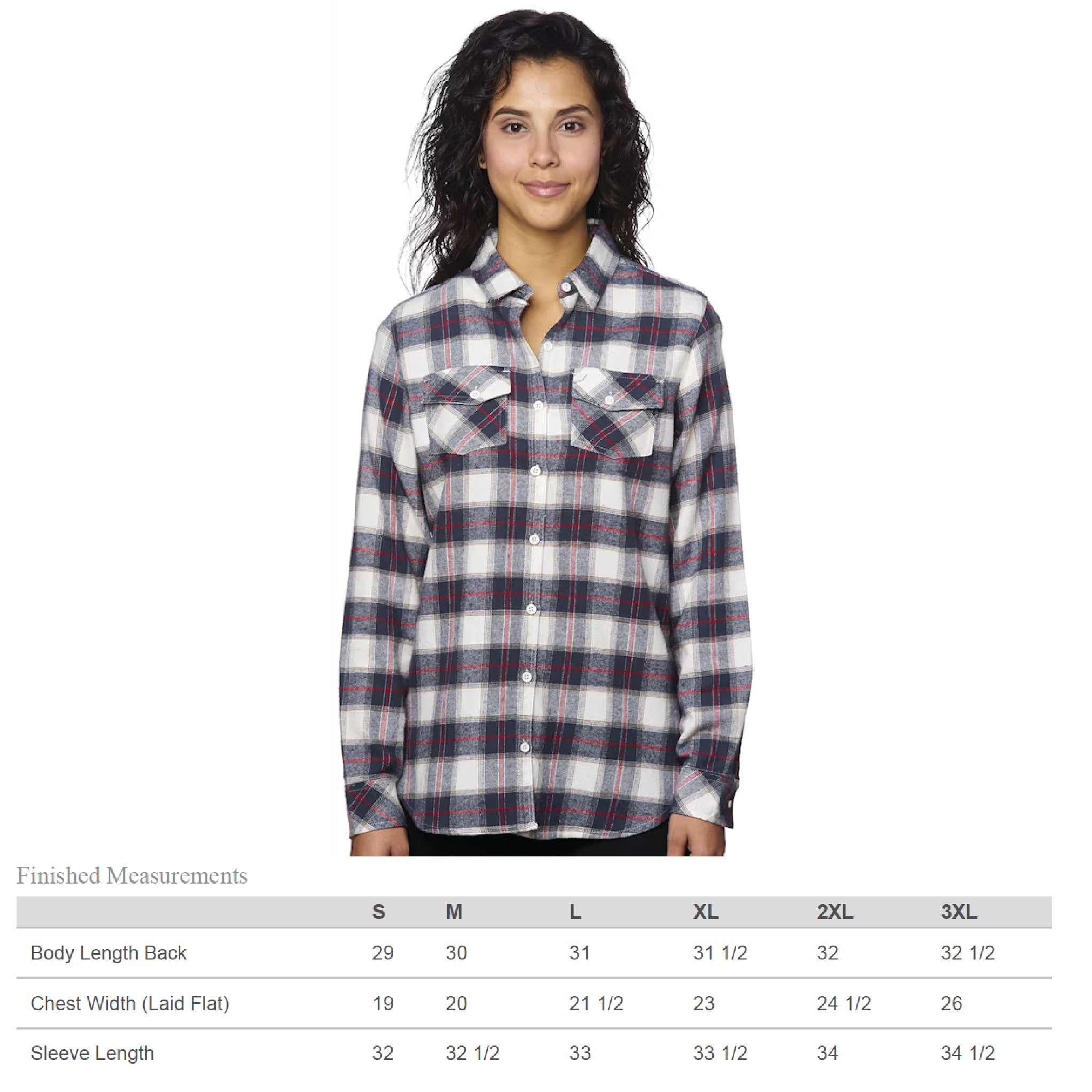 Ladies - Red & White Long Sleeve Flannel