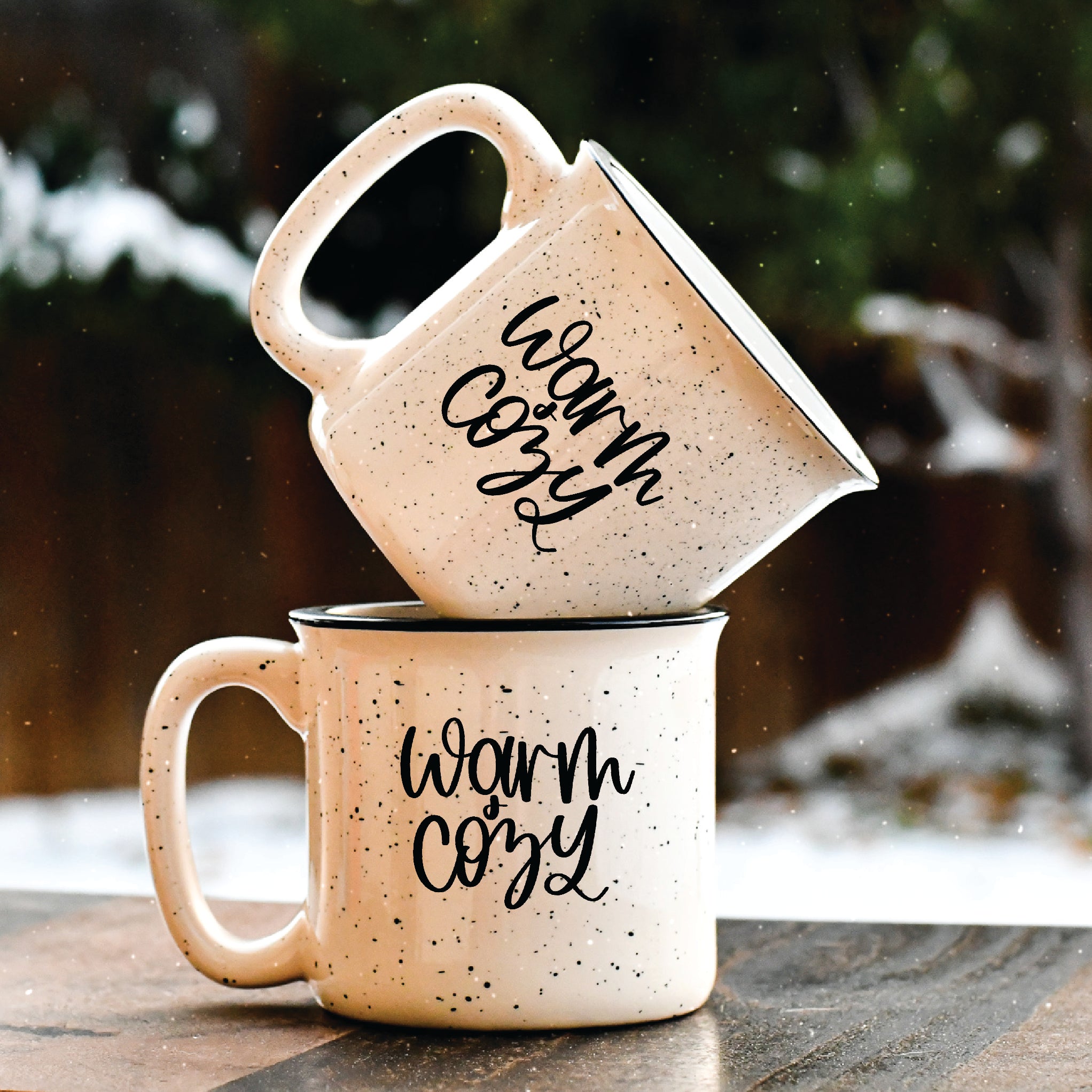 13 Ounce Ceramic Enamel Mug - Comfy & Cozy