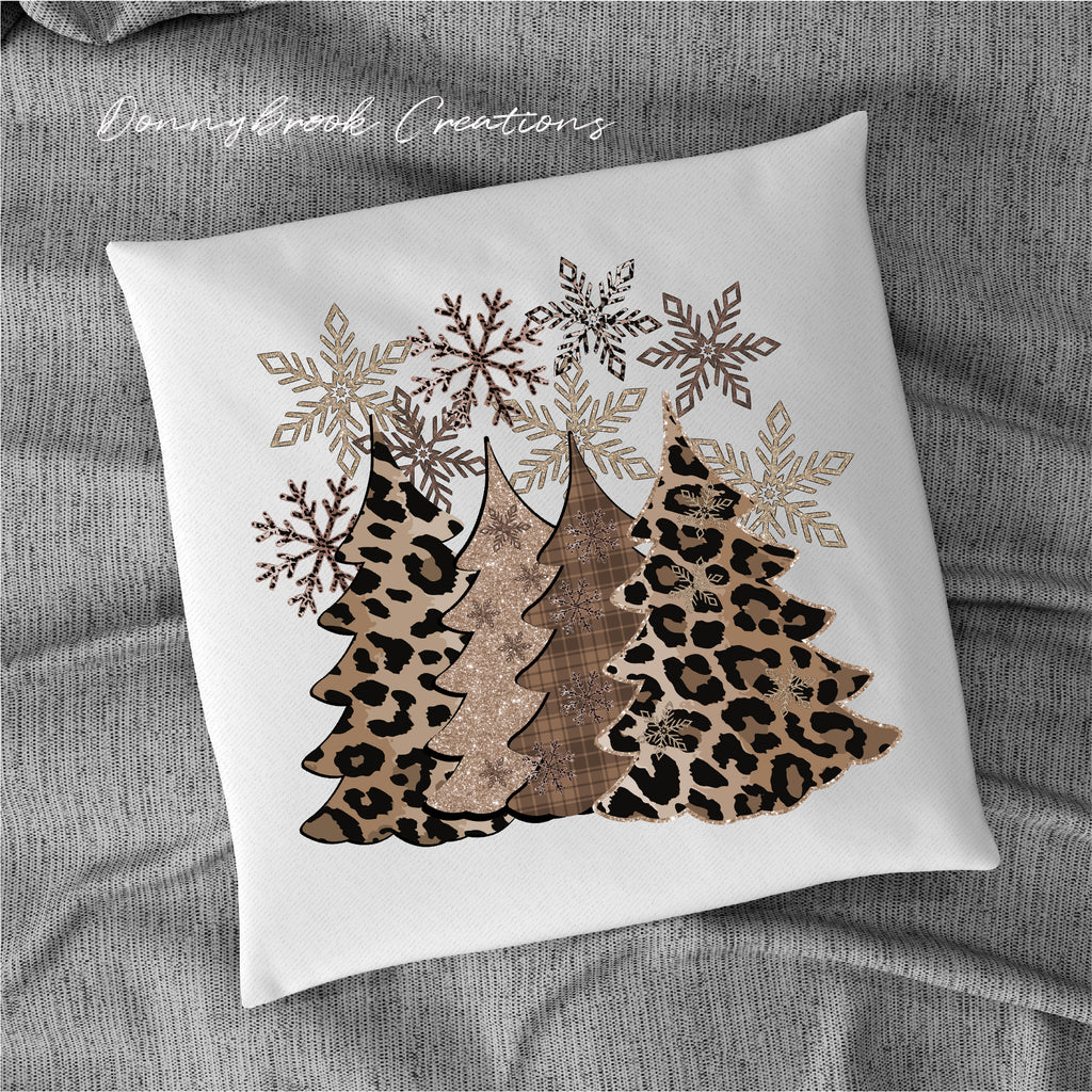 Christmas Pillow Cover - Cheetah Christmas Trees