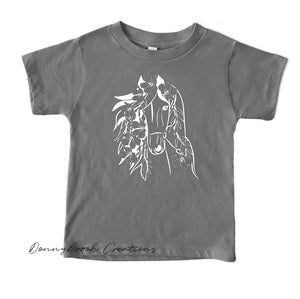 Youth T-Shirt - Horse Head with Flowers