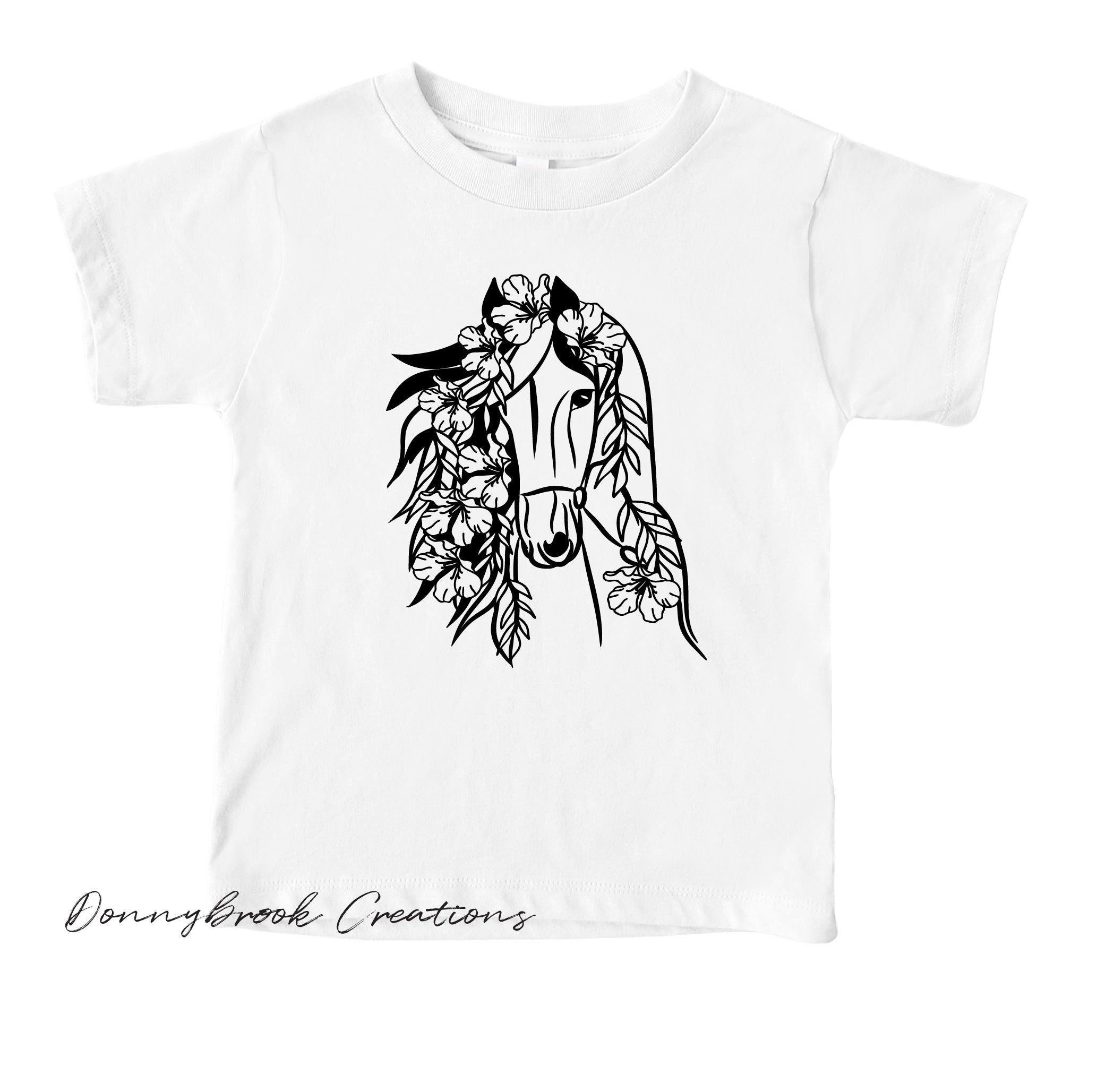 Youth T-Shirt - Horse Head with Flowers