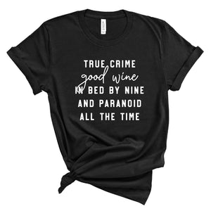 Ladies Tshirt - True Crime and Good Wine