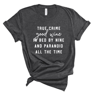 Ladies Tshirt - True Crime and Good Wine