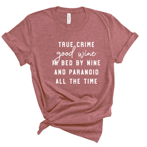 Ladies Tshirt - True Crime and Good Wine